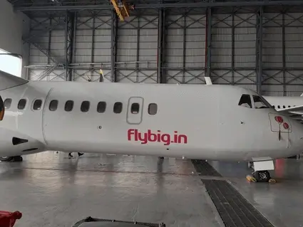 Flybig Airlines aircraft in workshop