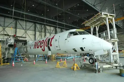 Aircraft servicing in progress
