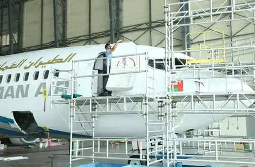 Aircraft maintenance hangar interior