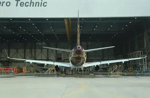 Aircraft servicing in progress