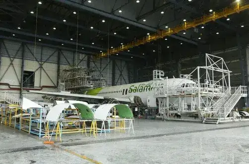 Aircraft servicing in progress