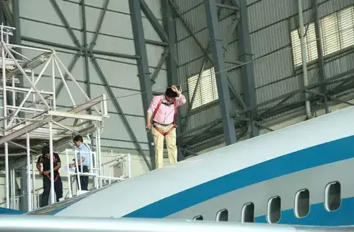 Aircraft servicing in progress