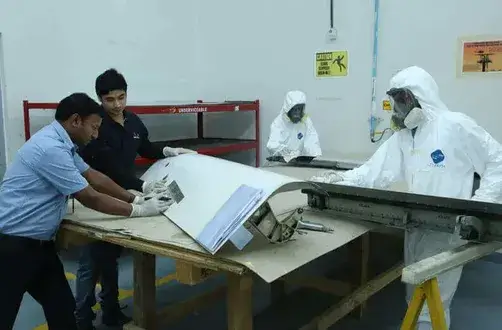 Aircraft servicing in progress